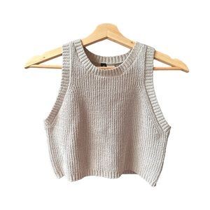 divided knit woven thick crop top gray size medium